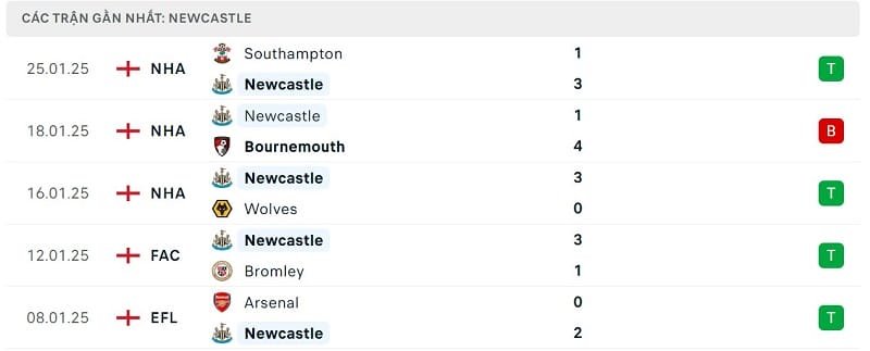 Phong độ Newcastle.